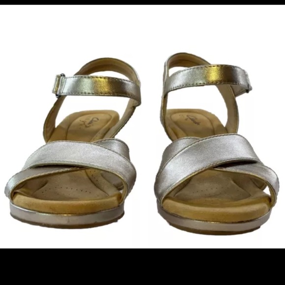 Clarks Tulip Gem Womens Wedge Heel Sandal Metallic Strappy Platform Prom Sz 9 M - Picture 4 of 10